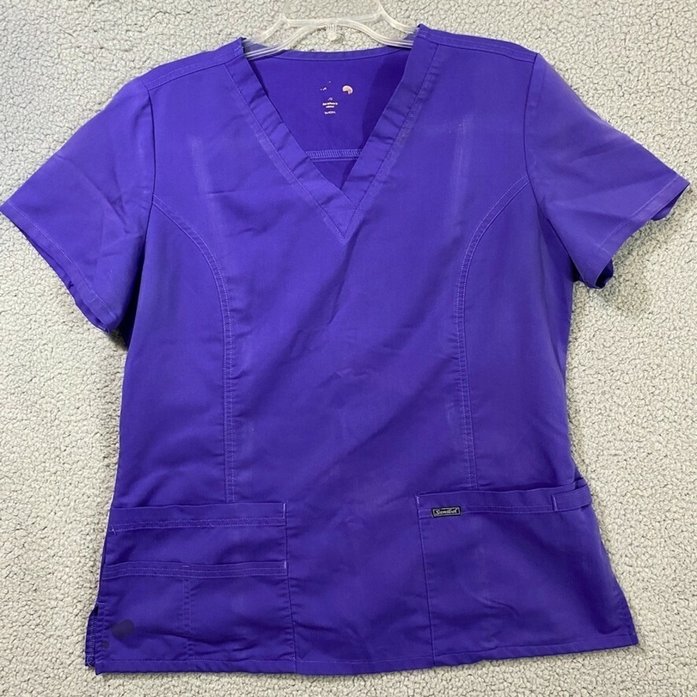 Sanibel Mock Scrubs Women Purple Size L Large‎ Pockets